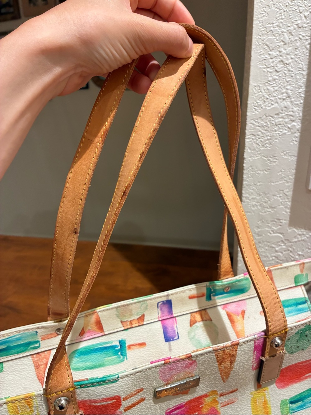 kate spade Multicolor Ice Cream & Popsicle Print Tote with Tan Handles - Picture 8 of 8